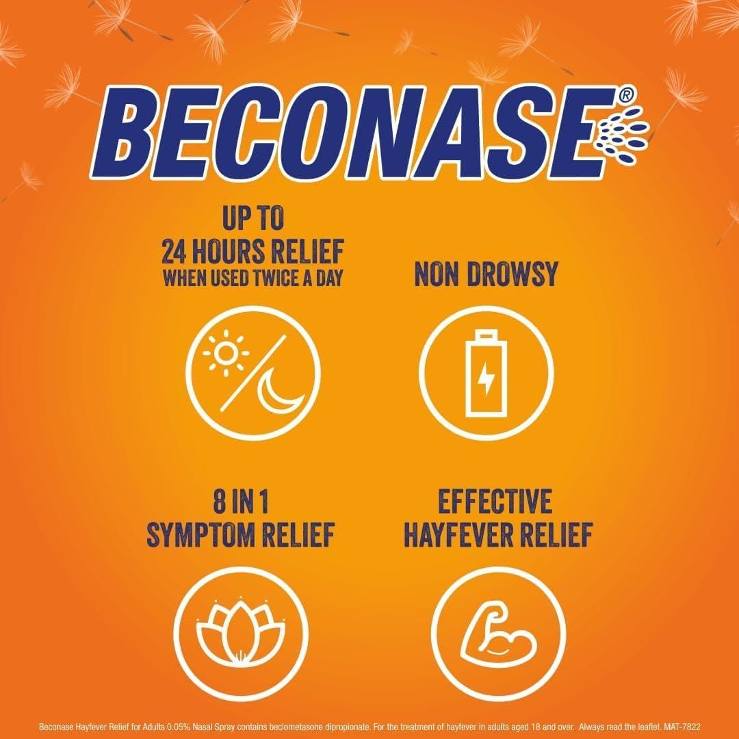 Experience 24-Hour Hayfever Relief with Beconase 8-in-1 Nasal Spray: Portable, Non-Drowsy, and Effective Against All Common Symptoms