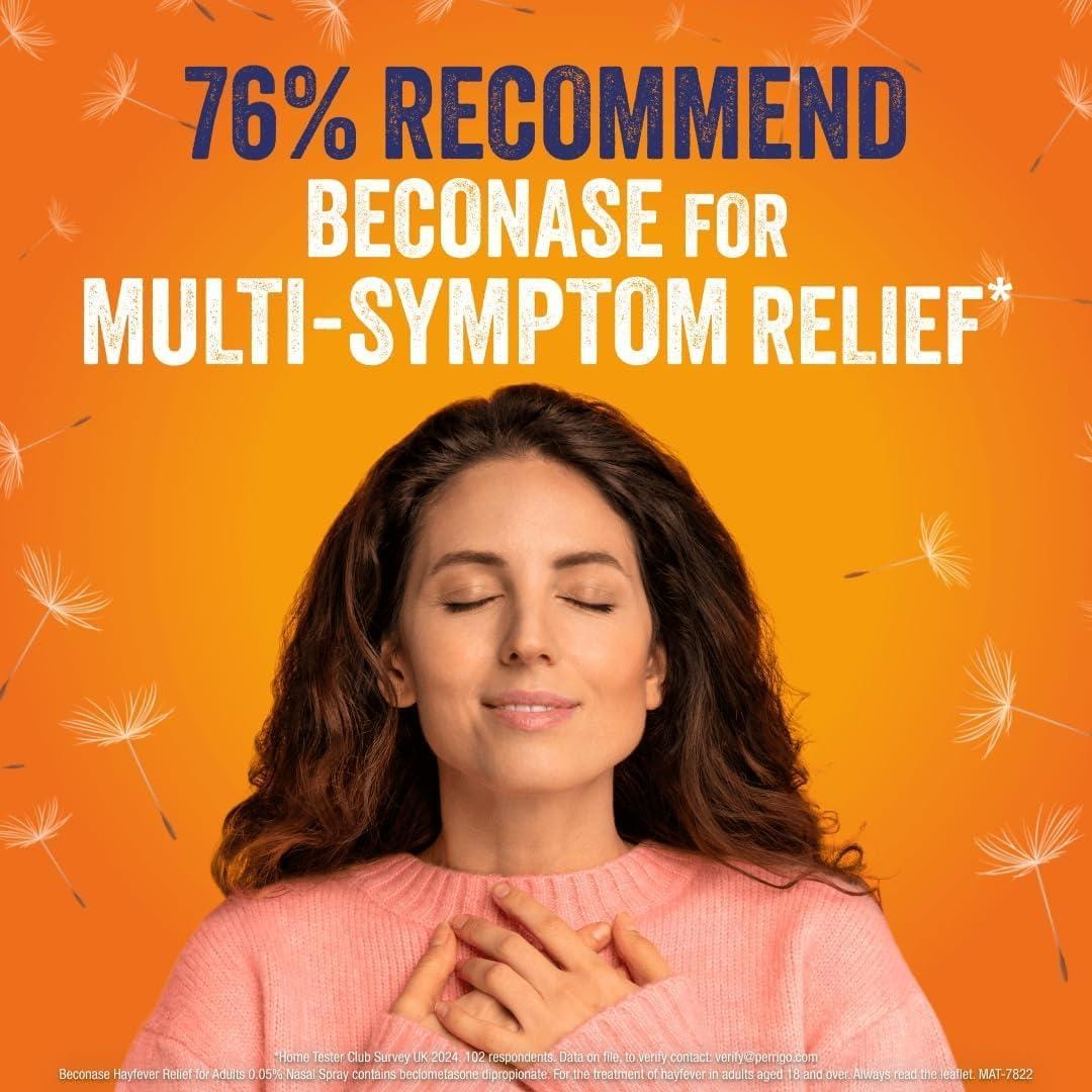 Experience 24-Hour Hayfever Relief with Beconase 8-in-1 Nasal Spray: Portable, Non-Drowsy, and Effective Against All Common Symptoms