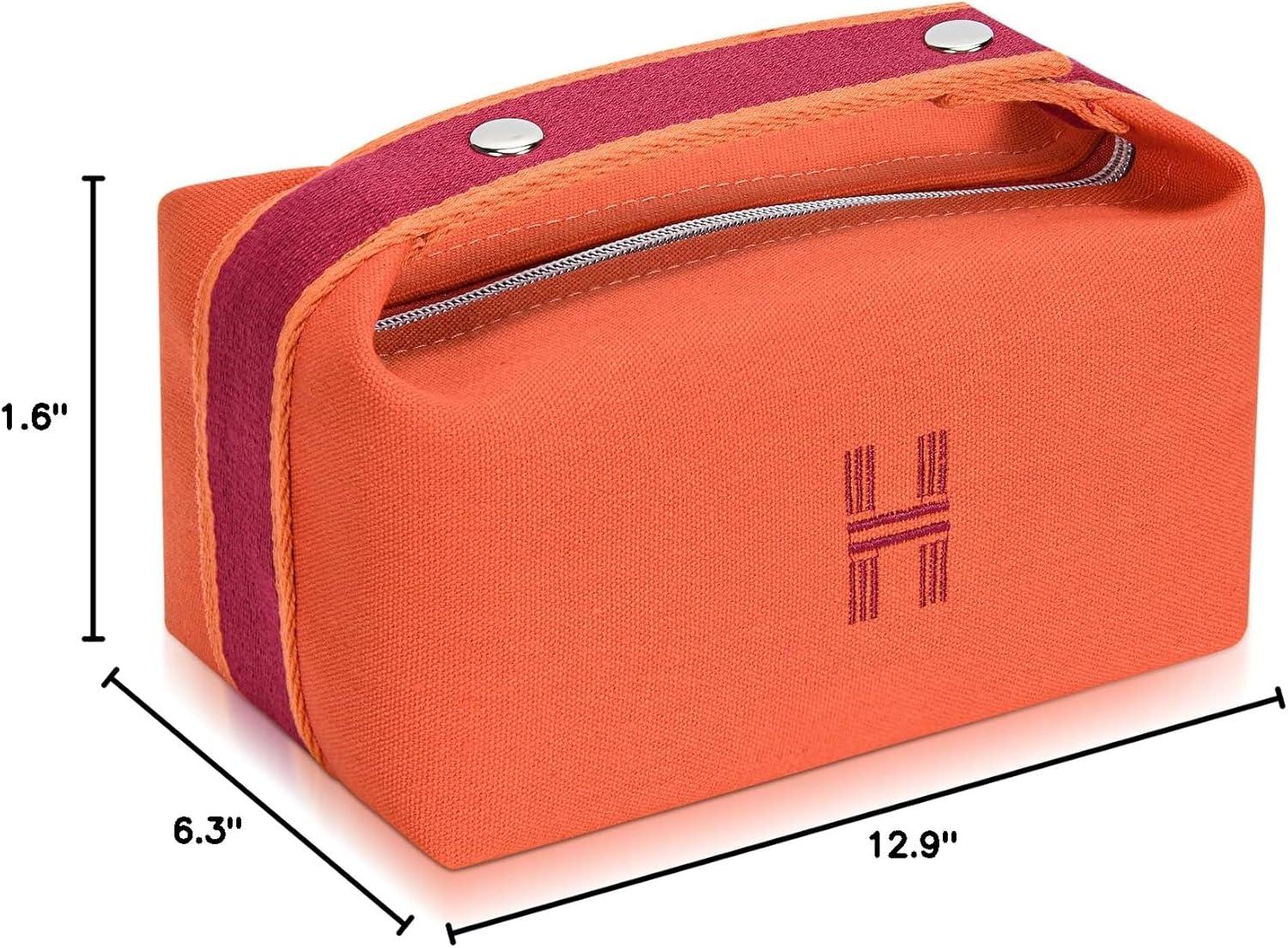 Our Take on the Stylish Orange Red Canvas Makeup Bag Organizer